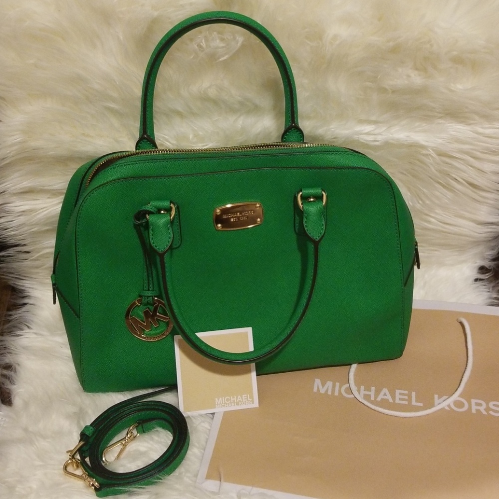 MICHAEL KORS GREEN LEATHER BAG
